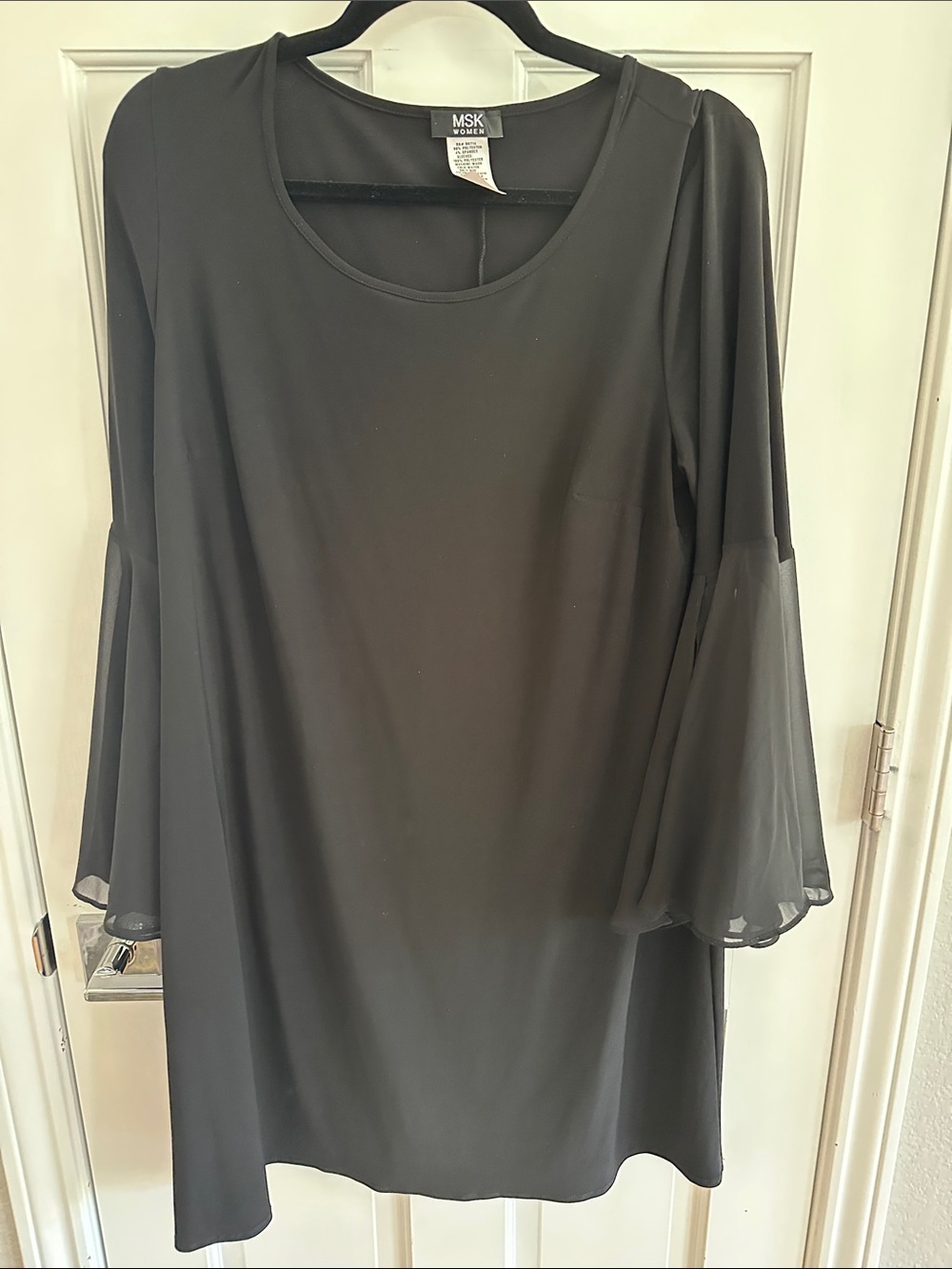 MSK Black Long-Sleeve Dress with Sheer Bell Sleeves